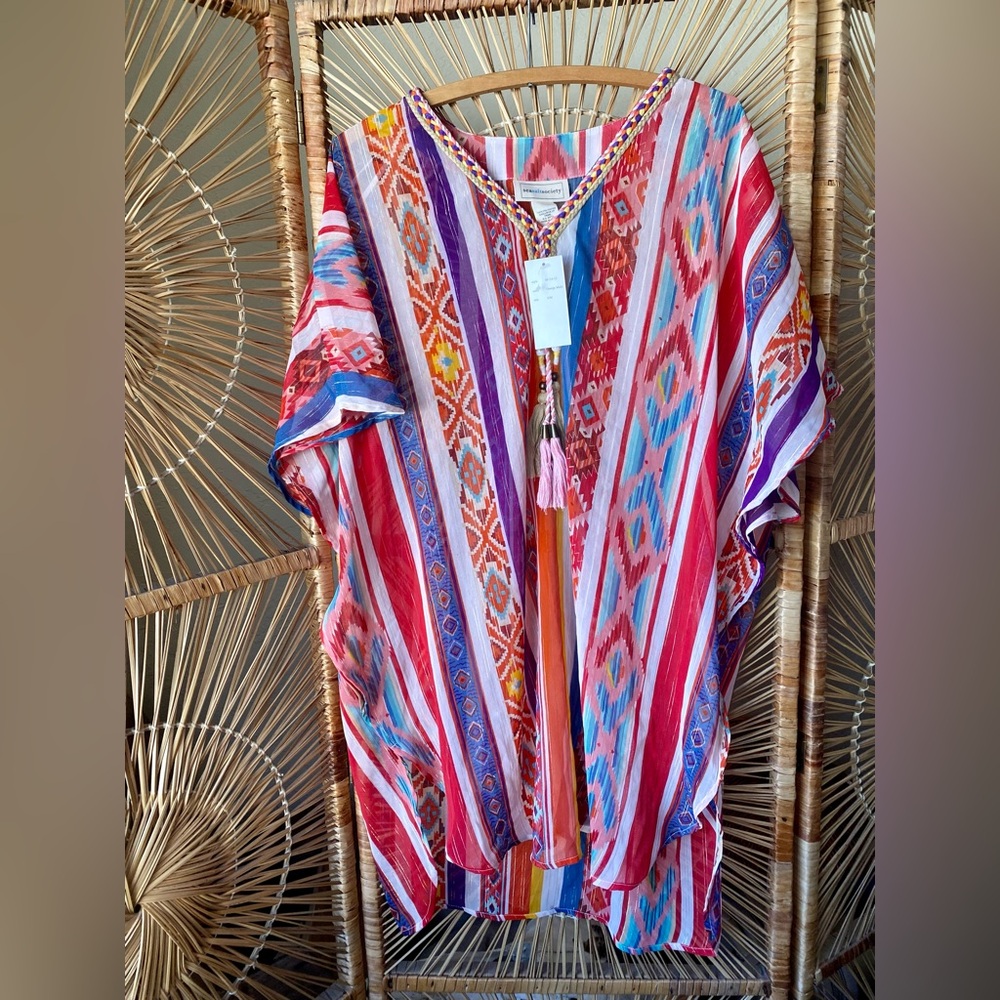 Sea Salt Society Aztec Print Boho Swim Beach Pool Coverup Size S/M NWT